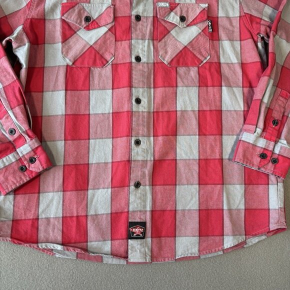 Dixxon Flannel Shirt Men XL Red Gray Plaid Fuego FR Flannel Flame Resistant Work - Picture 3 of 16